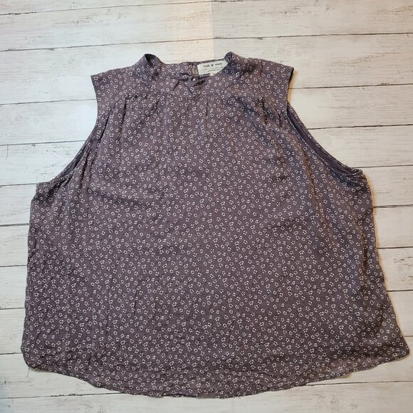 Anthropologie Cloth & Stone Women Plus 3X Liana Tank Top Blouse Gray Floral Mock - Picture 2 of 10